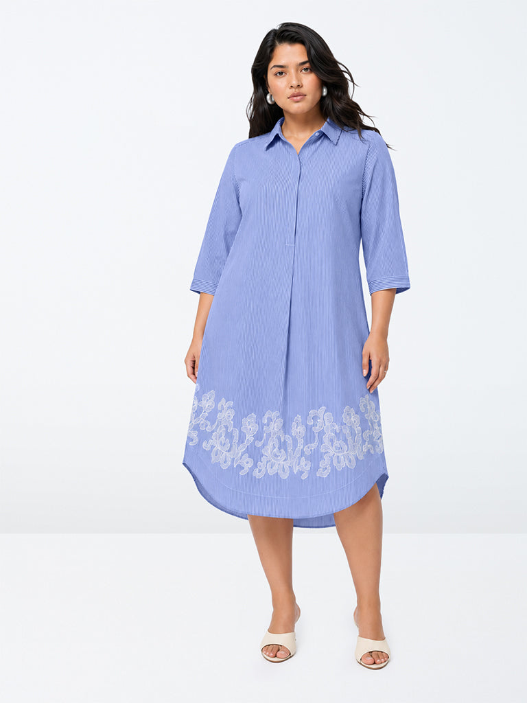 Gia Blue Striped Cotton Dress