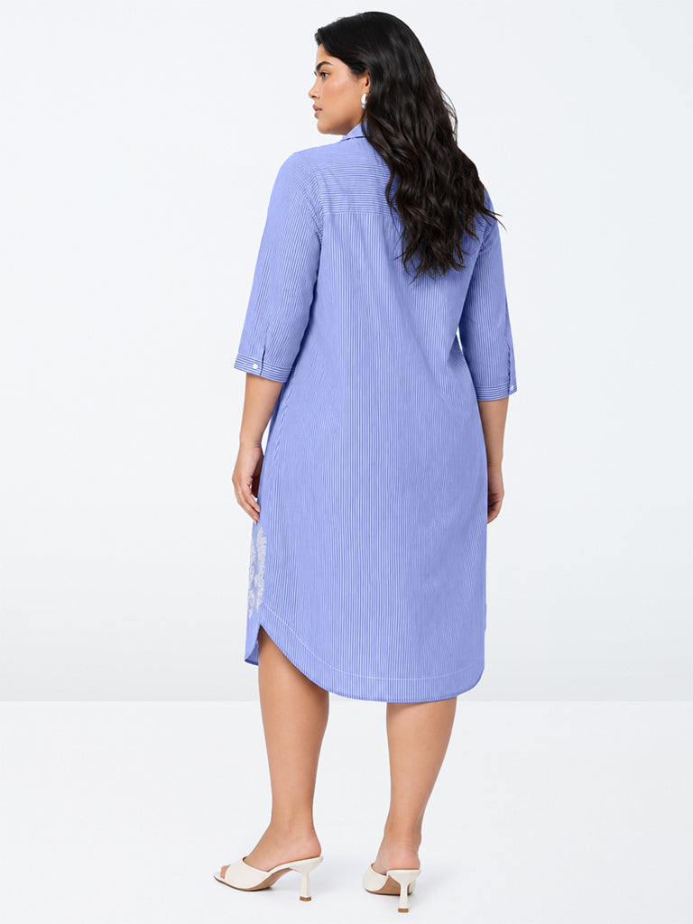 Gia Blue Striped Cotton Dress