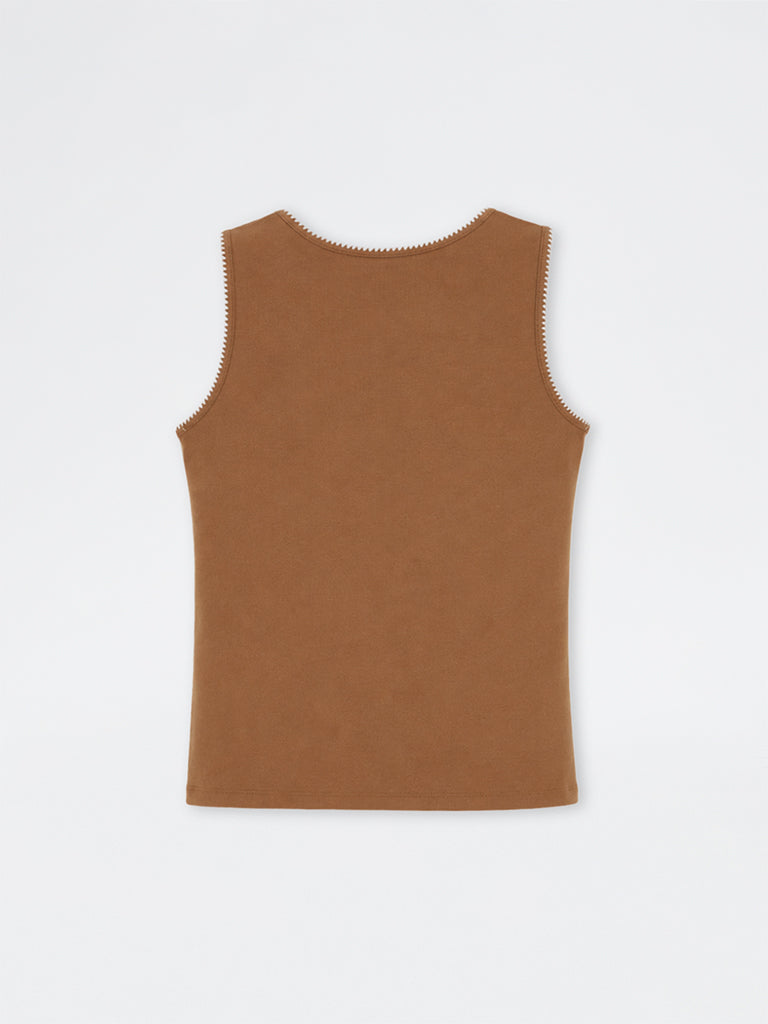 Gia Brown Solid Tank Top
