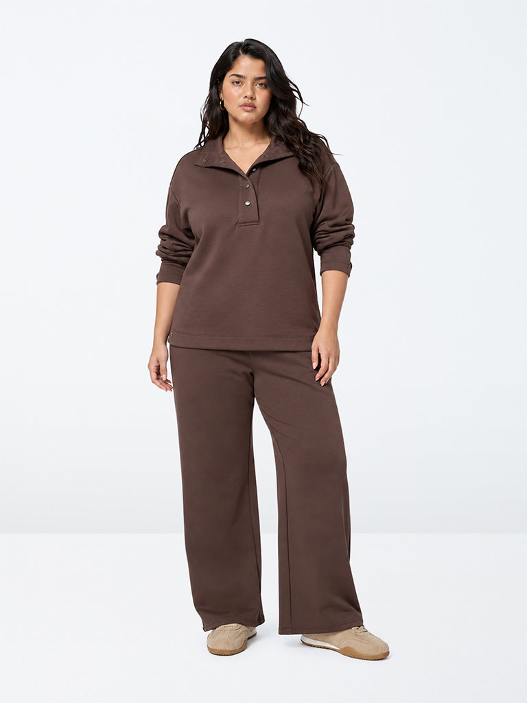 Gia Dark Brown Solid T-Shirt