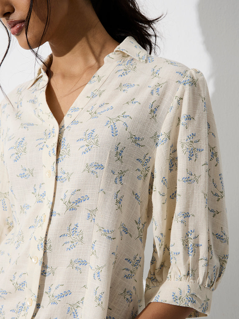 LOV Off-White Floral Printed Blouse