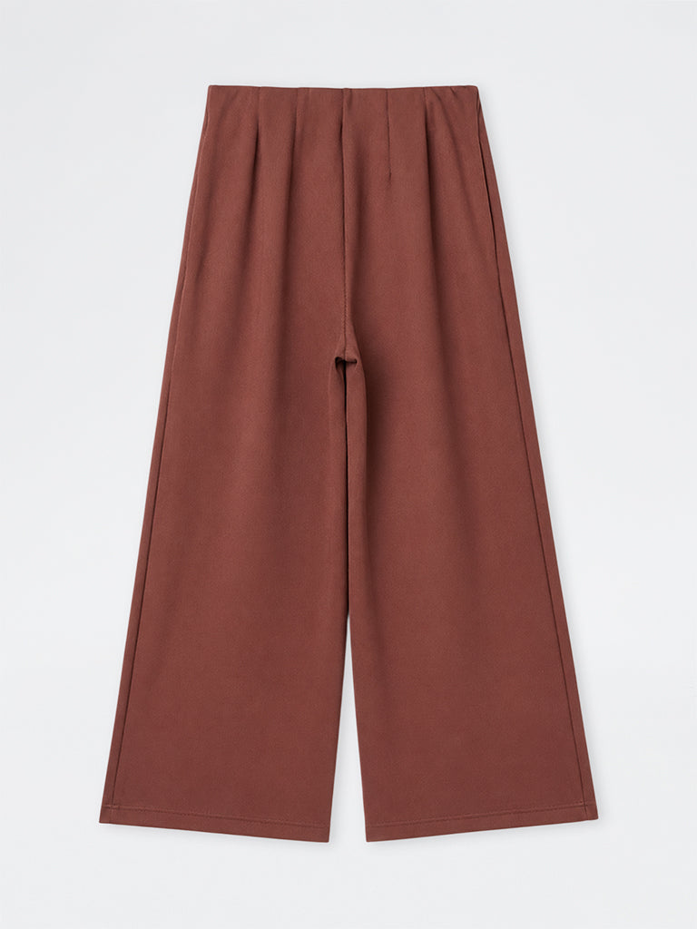 Gia Dark Rust Solid High-Rise Trousers