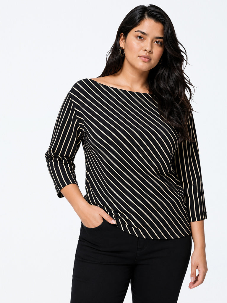Gia Black Striped Blouse