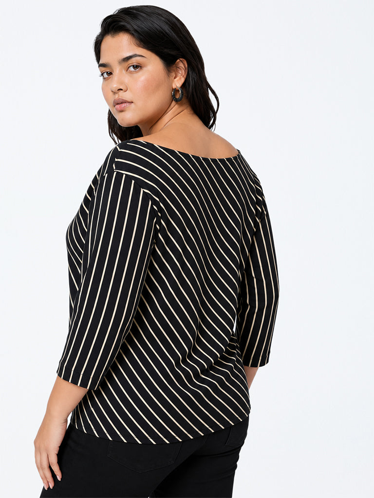 Gia Black Striped Blouse