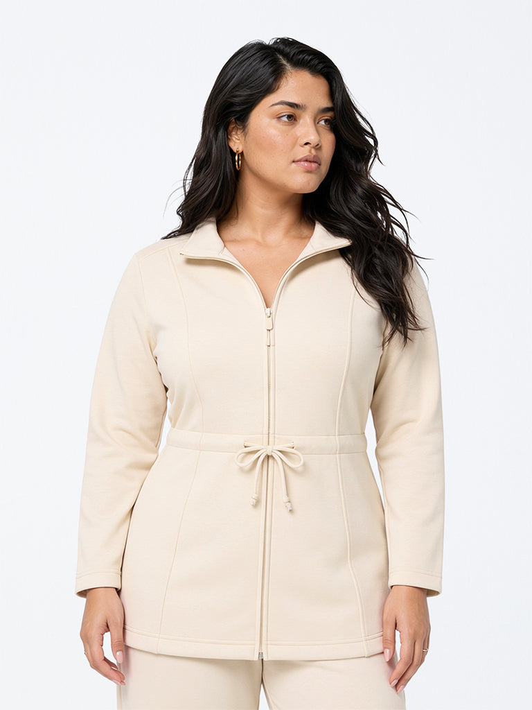 Gia Cream Drawstring-Detail Jacket