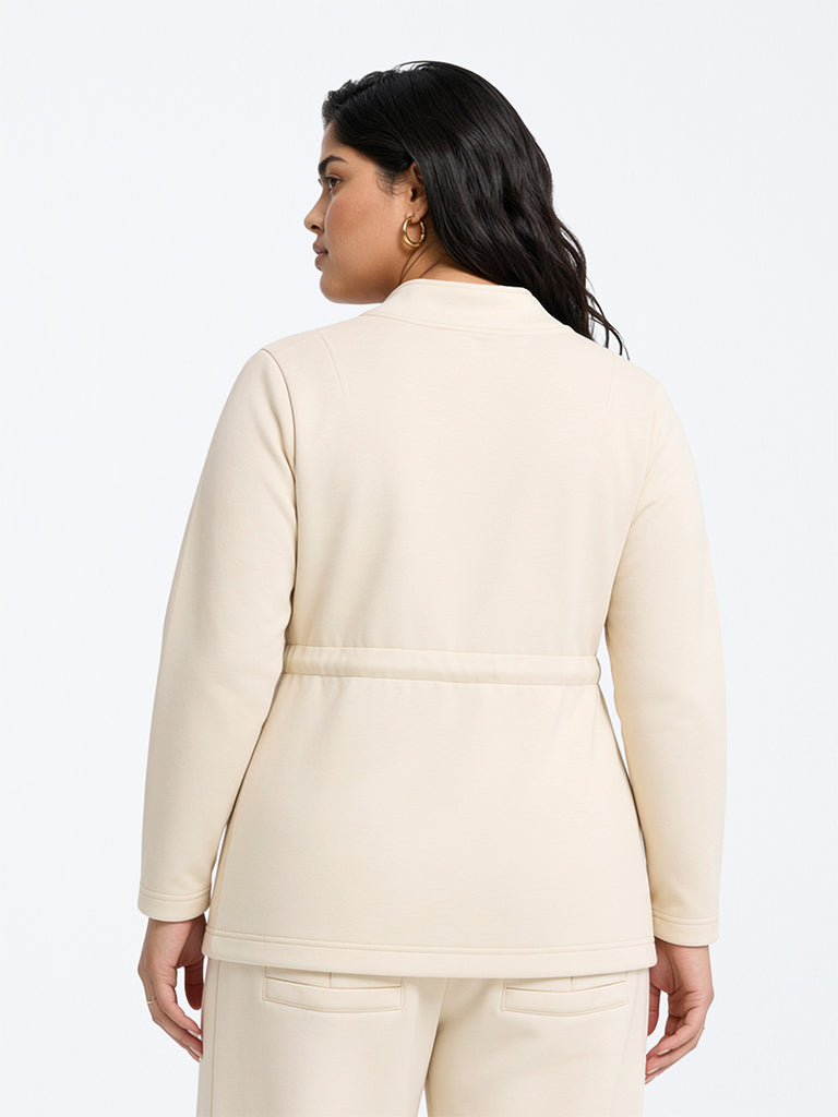 Gia Cream Drawstring-Detail Jacket