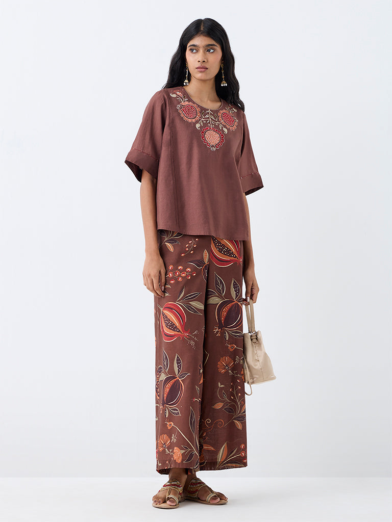Utsa Brown Anar Embroidered Tunic