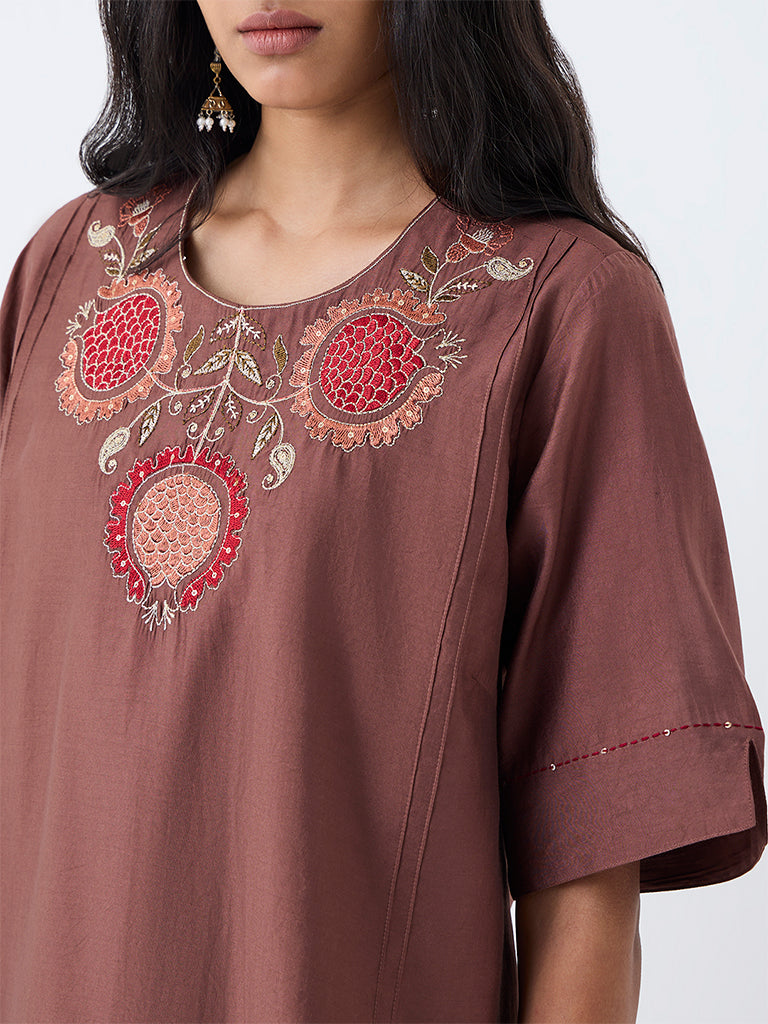 Utsa Brown Anar Embroidered Tunic