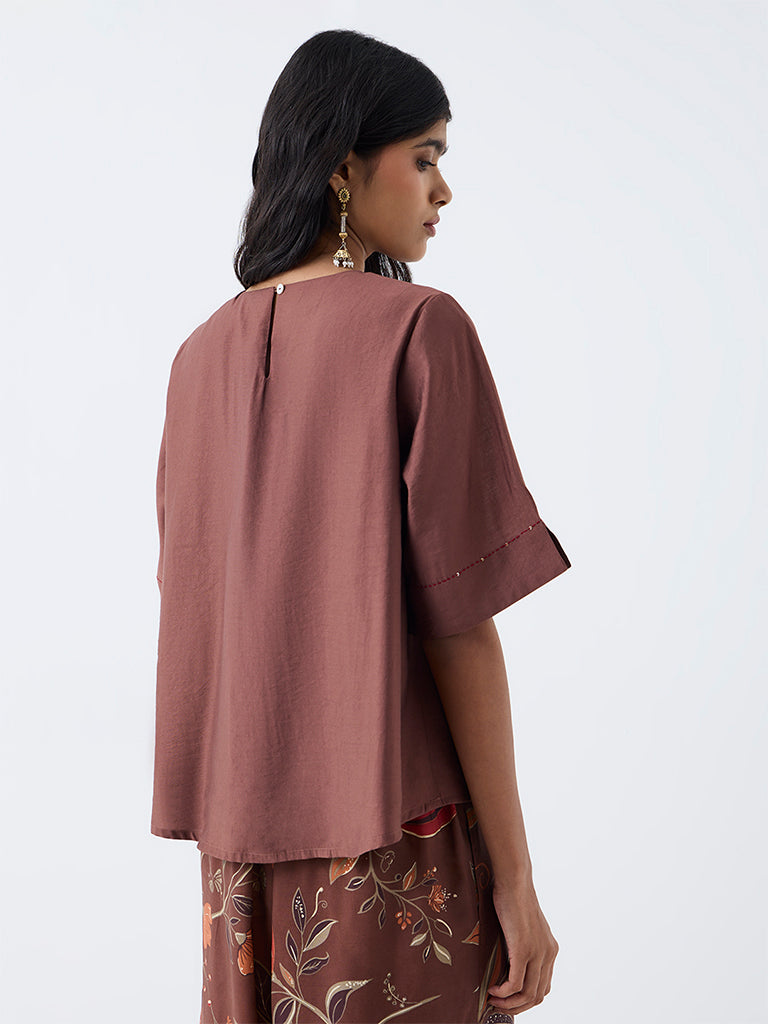 Utsa Brown Anar Embroidered Tunic