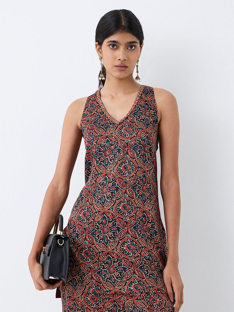 Utsa Red Floral Printed Tunic