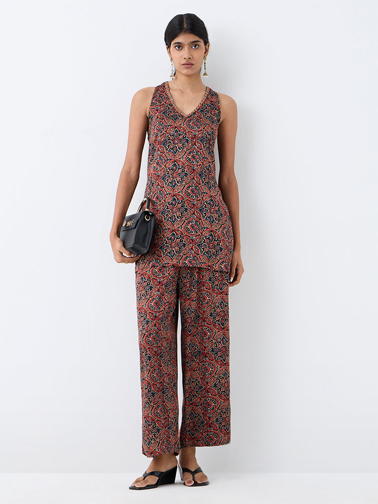 Utsa Red Floral Printed Tunic