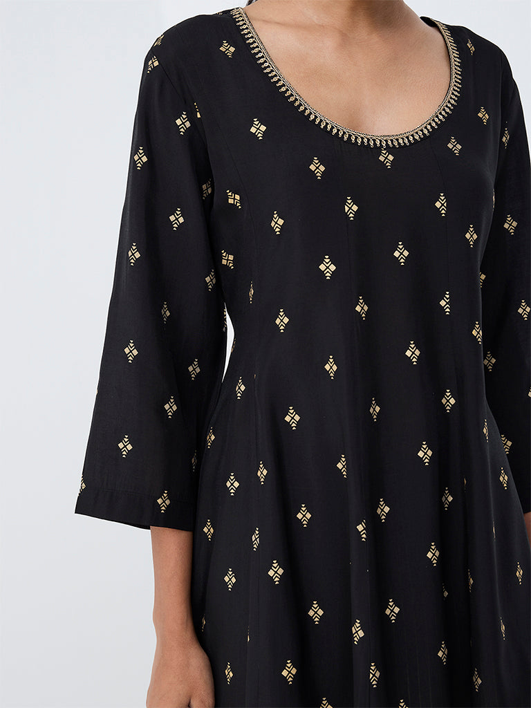 Utsa Black Printed Tunic
