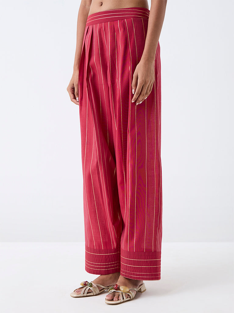Utsa Red Striped Pants