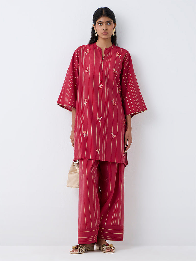 Utsa Red Striped Pants
