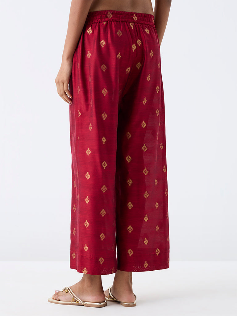 Utsa Red Zari Embroidered Pants