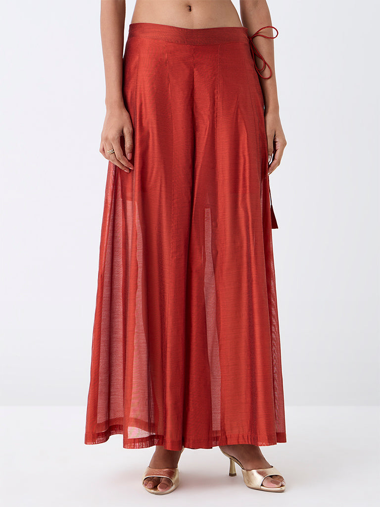 Utsa Orange Solid Palazzos
