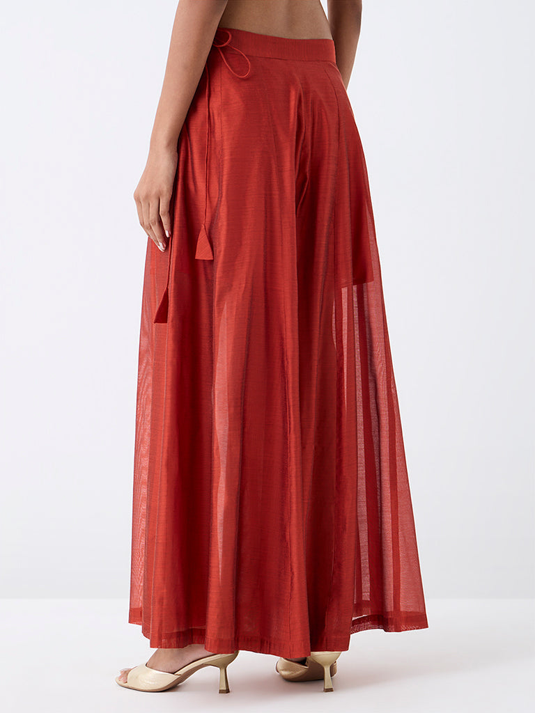 Utsa Orange Solid Palazzos