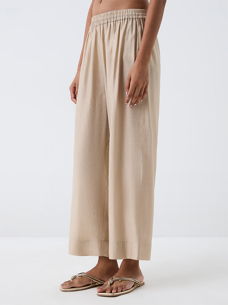 Utsa Taupe Solid Pants