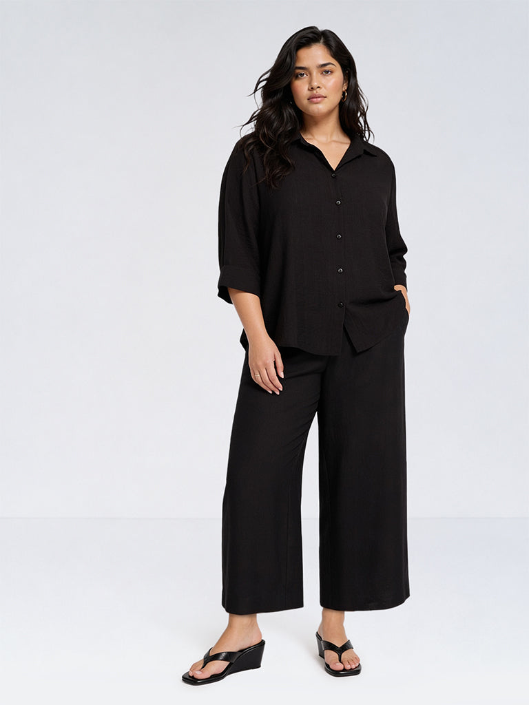 Gia Black Solid High-Rise Trousers