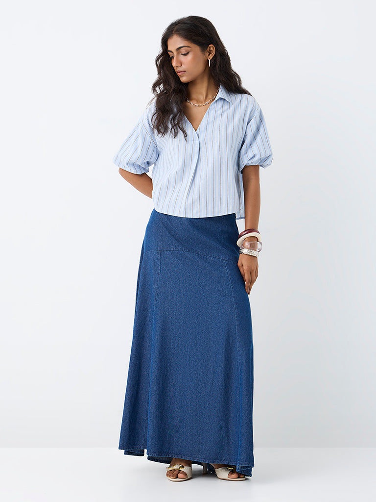 LOV Light Blue Striped Blouse