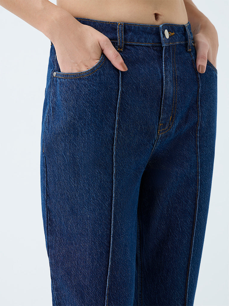 LOV Dark Blue Flared High-Rise Demin Jeans
