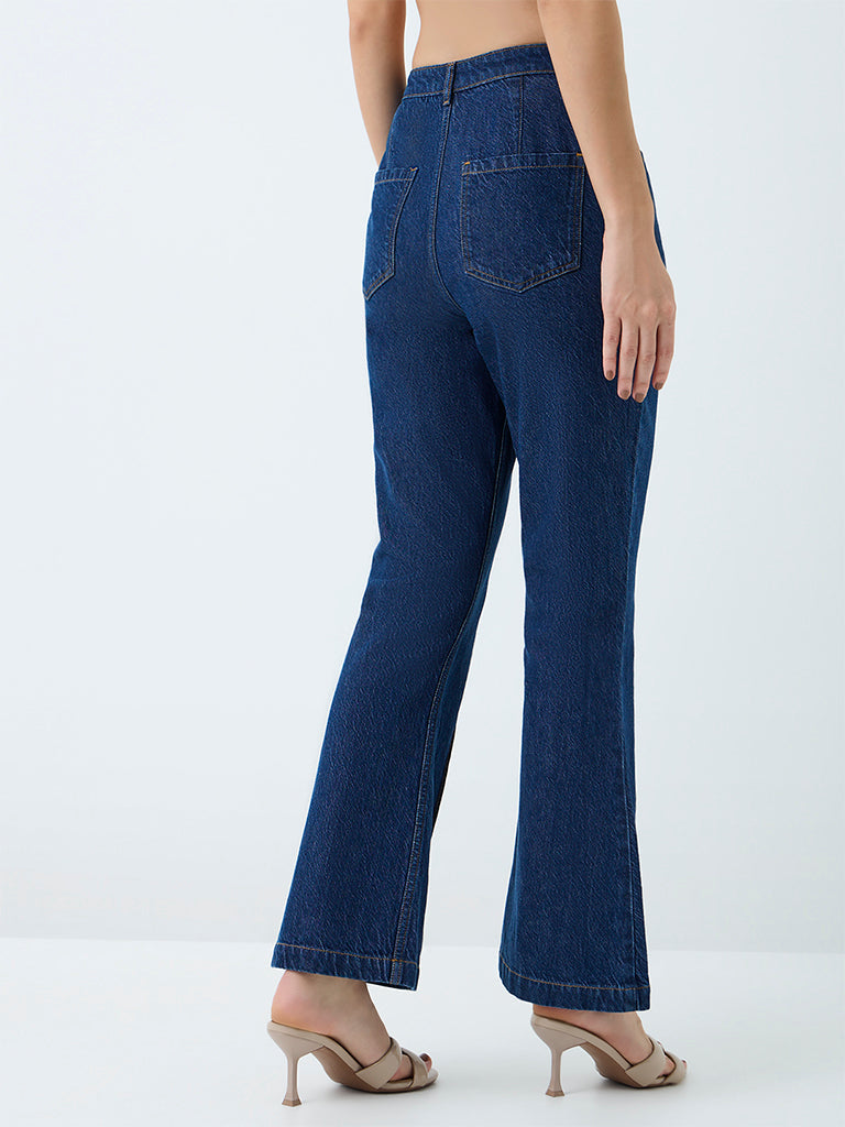 LOV Dark Blue Flared High-Rise Demin Jeans
