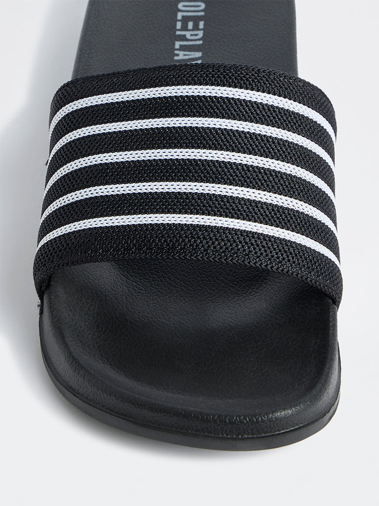 SOLEPLAY Black Striped Pool Slides