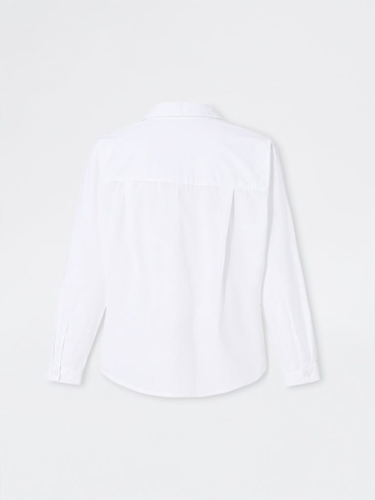 Gia White Floral Embroidered Cotton Shirt