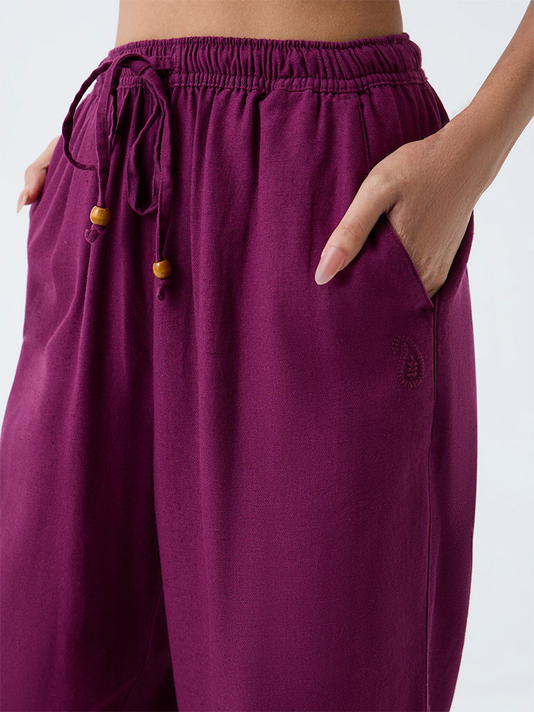 Bombay Paisley Magenta High-Rise Cotton-Blend Pants