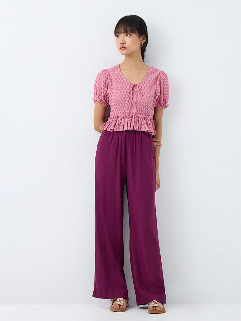 Bombay Paisley Pink Floral Printed Cotton Top