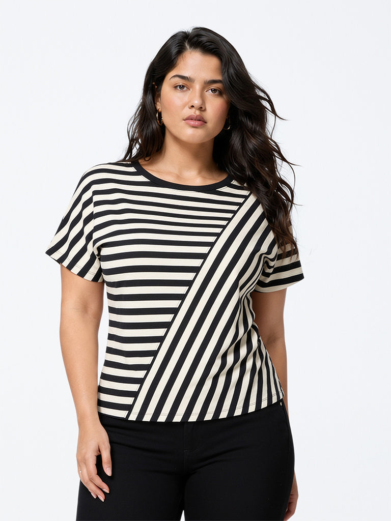 Gia Black Striped T-Shirt