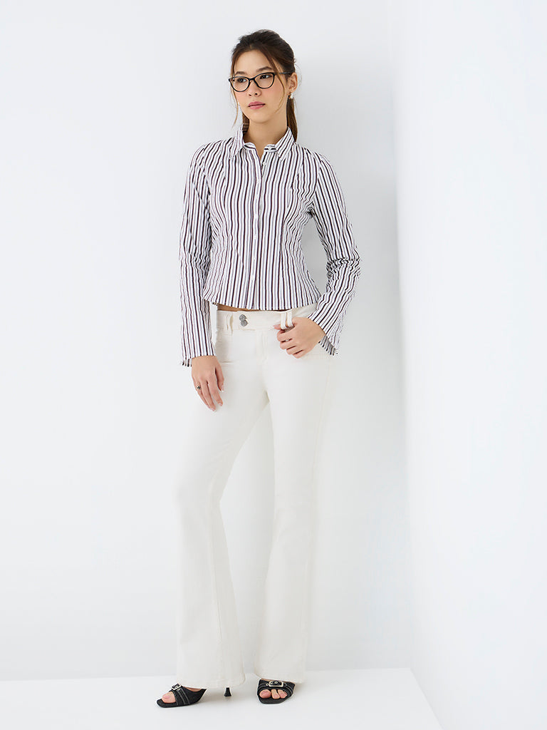 Nuon White Striped Shirt
