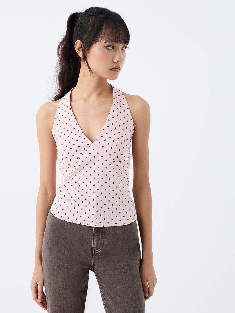 Nuon Pink Polka Dot Design Top