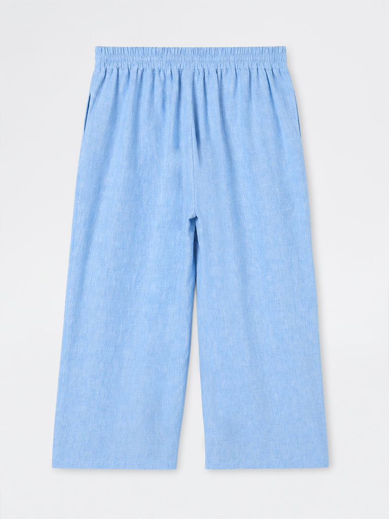 Gia Light Blue Melange High-Rise Trousers