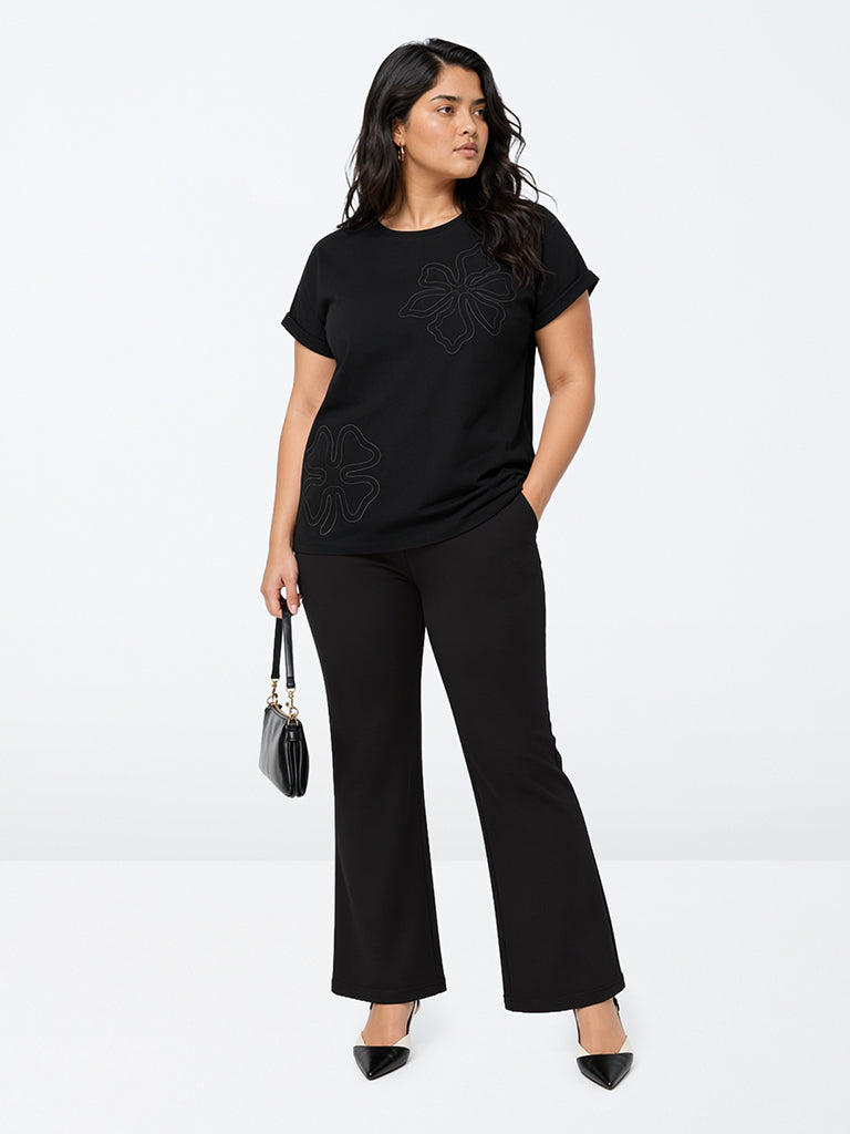 Gia Black Solid High-Rise Trousers