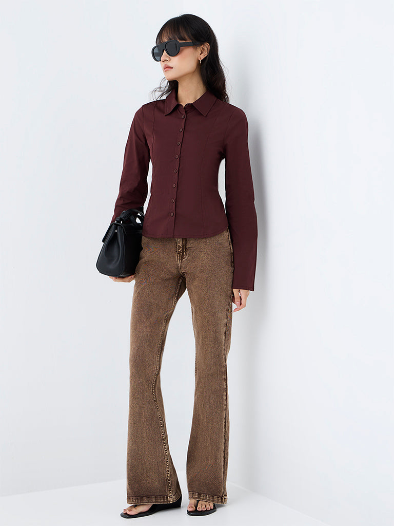 Nuon Dark Brown Solid Shirt