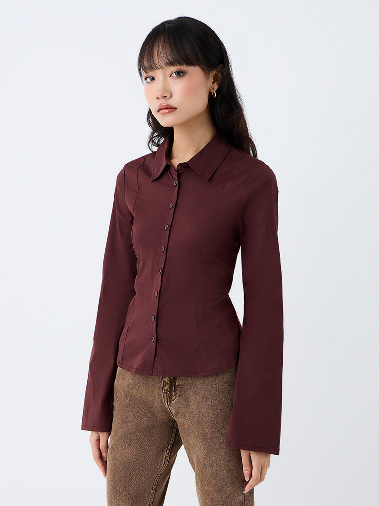 Nuon Dark Brown Solid Shirt