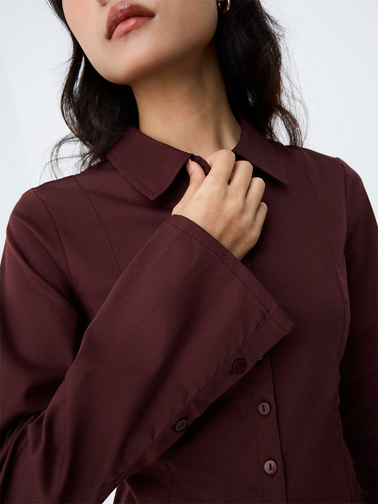 Nuon Dark Brown Solid Shirt