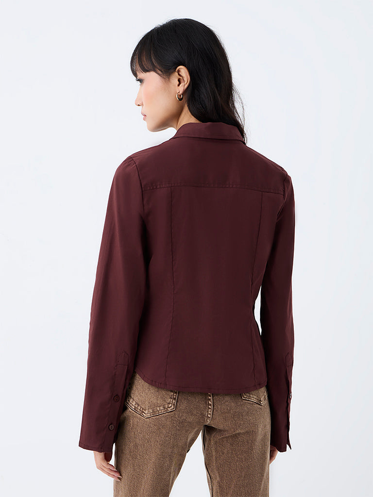 Nuon Dark Brown Solid Shirt