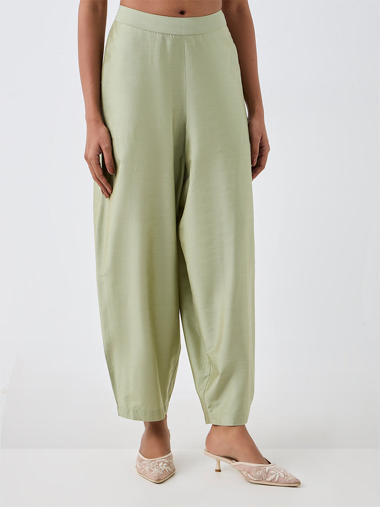Vark Mint Solid Barrel-Fit Pants