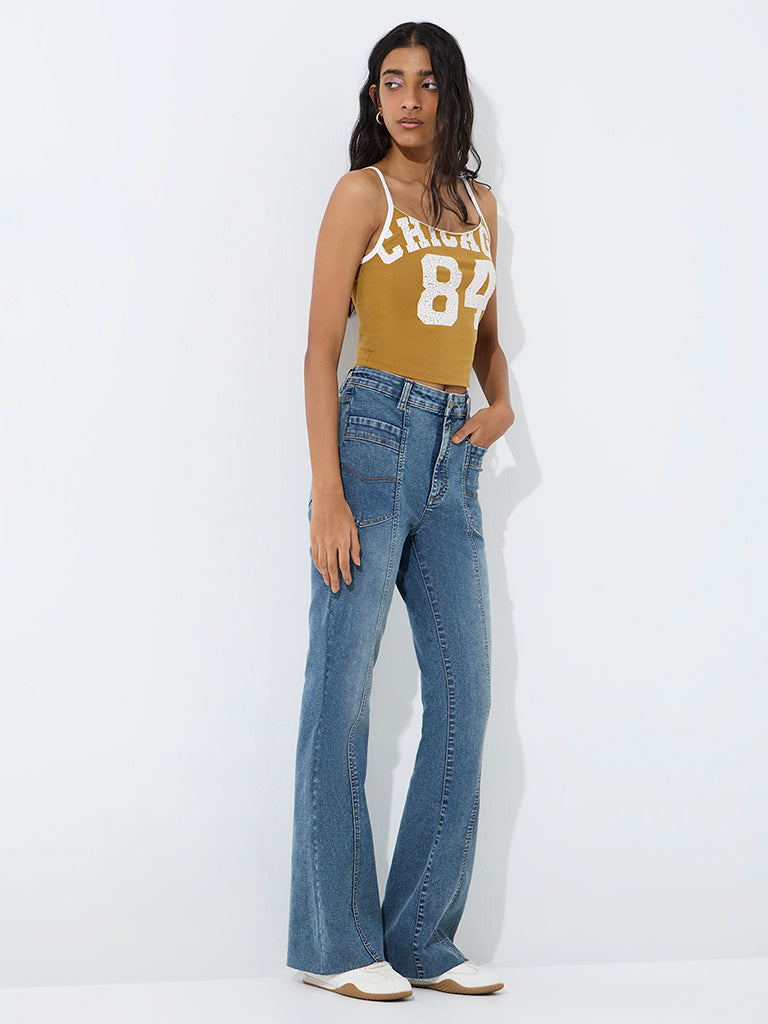 Nuon Light Blue High-Rise Flared Jeans