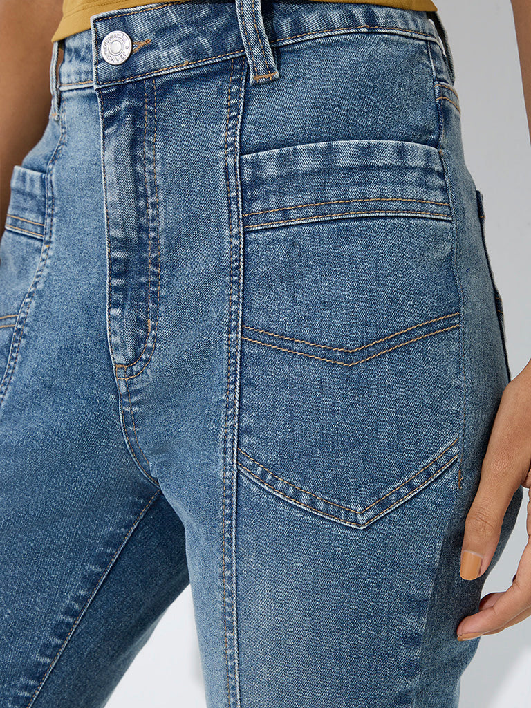Nuon Light Blue High-Rise Flared Jeans