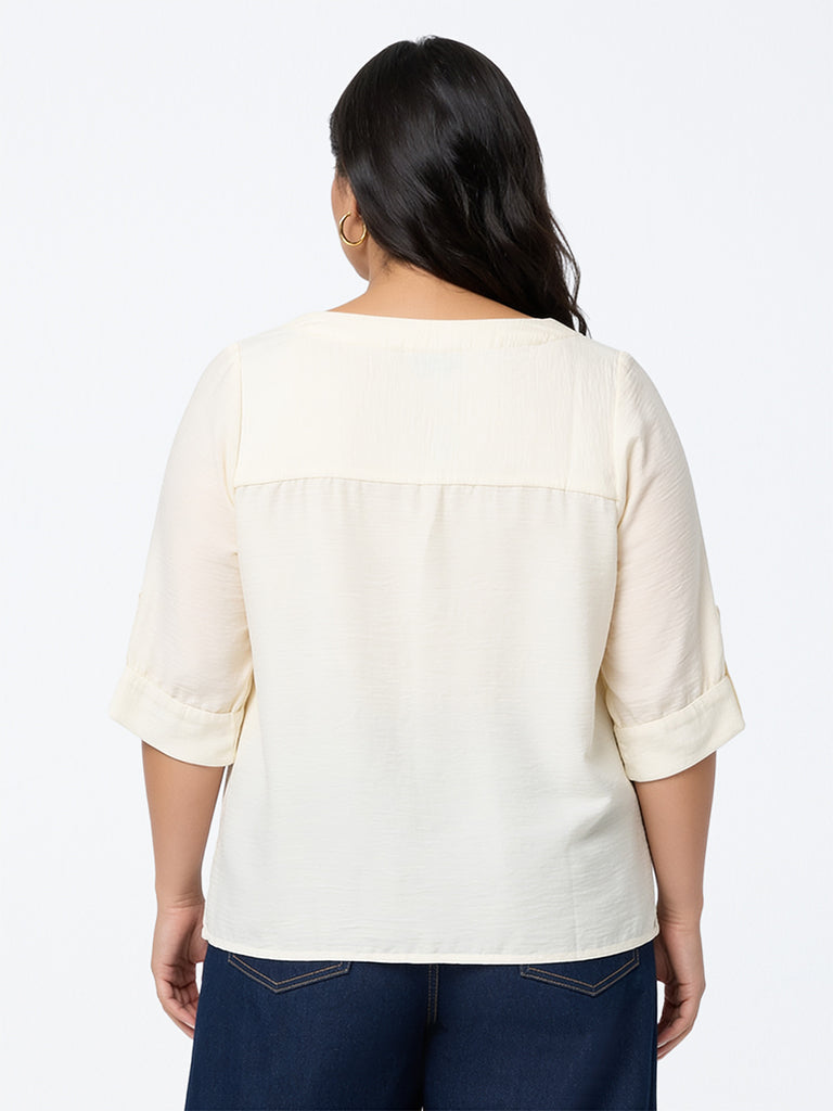 Gia Off-White Crinkle-Textured Blouse