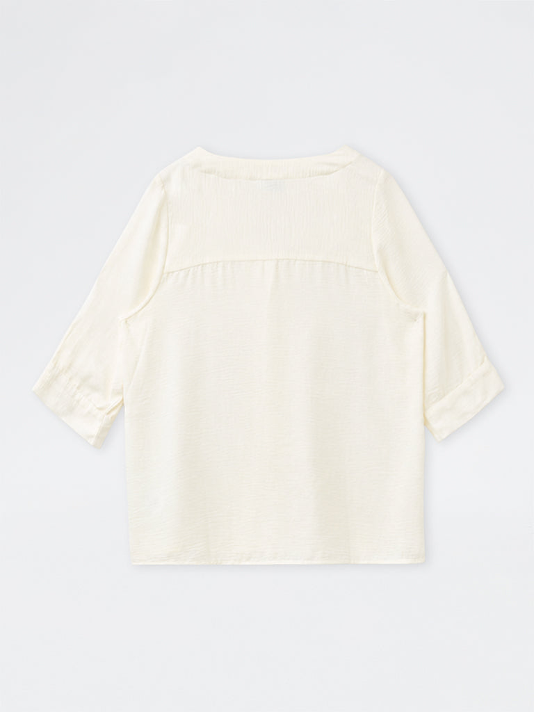 Gia Off-White Crinkle-Textured Blouse
