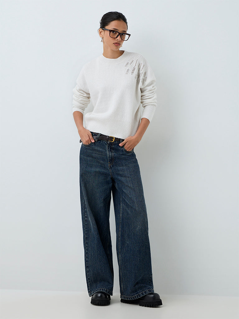 LOV White Embellished Sweater