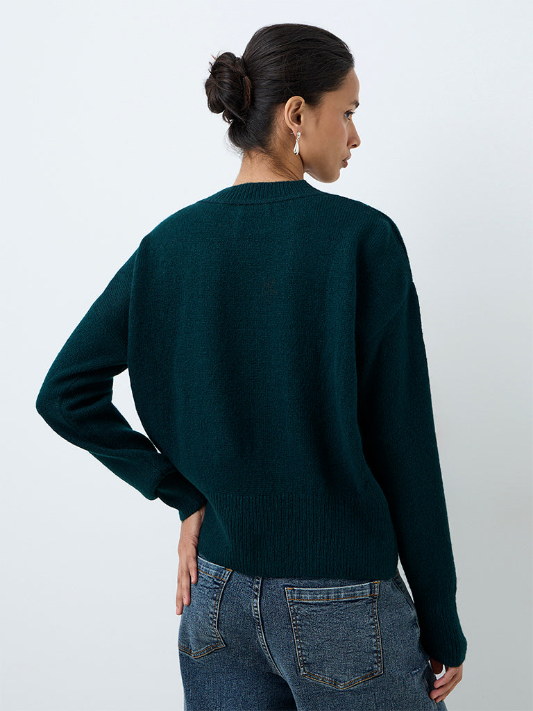 LOV Dark Teal Embellished Sweater
