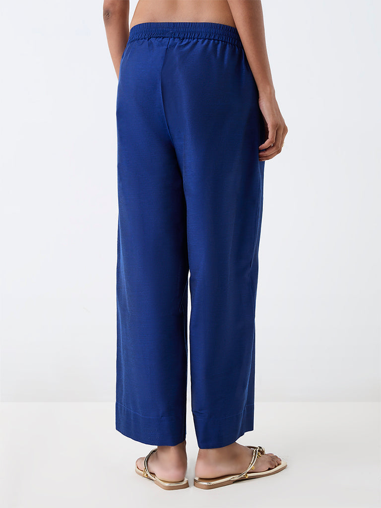 Utsa Dark Blue Solid Pants