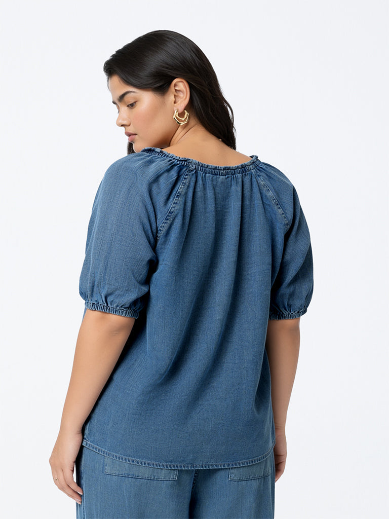 Gia Navy Polka-Dot Printed Shirt
