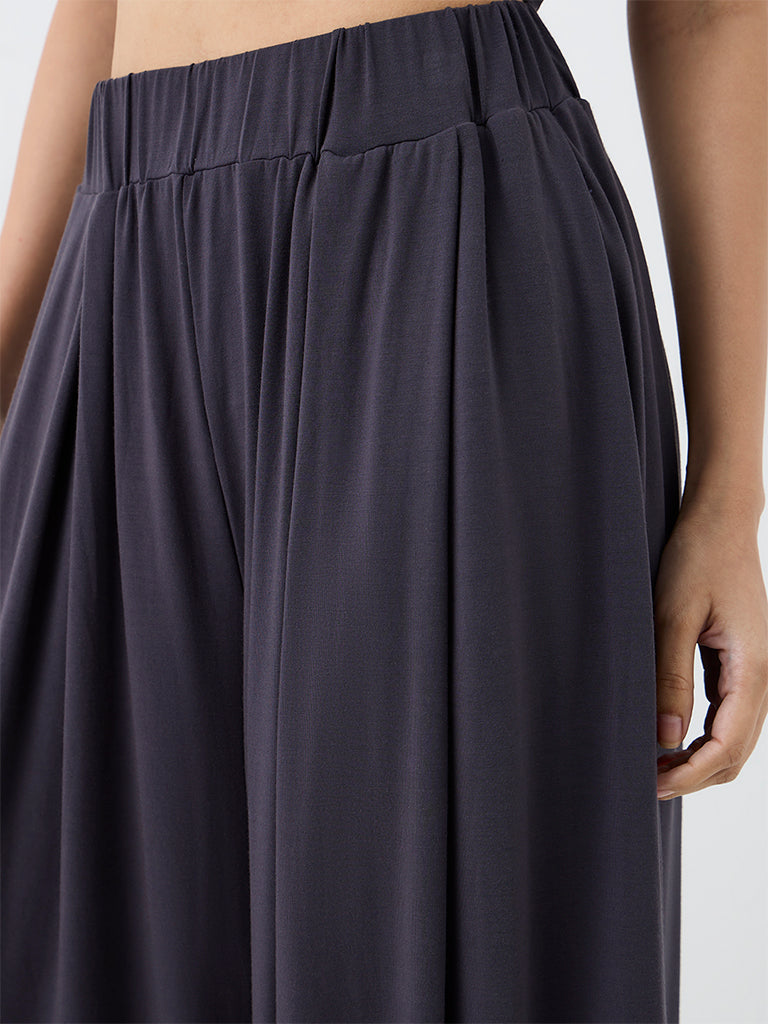Wunderlove Charcoal Solid High-Rise Balloon Pants