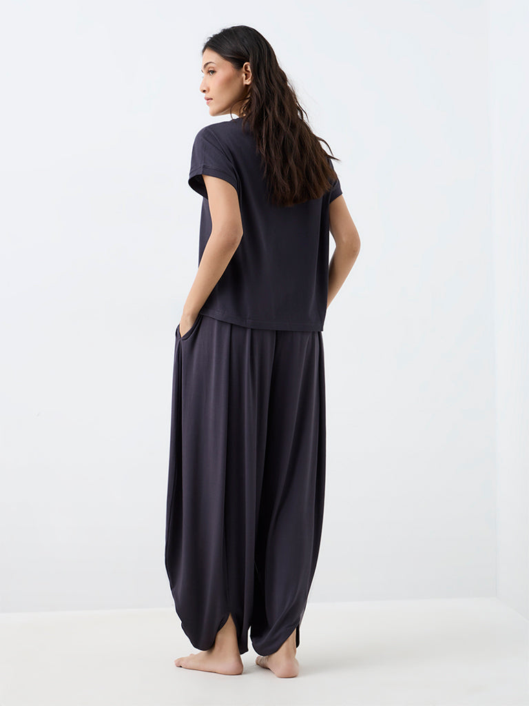 Wunderlove Charcoal Solid High-Rise Balloon Pants